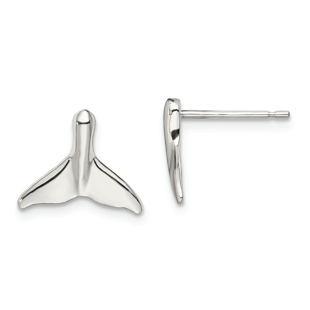 Sterling Silver Rhodium-plated Polished Whale Tail Post Earrings