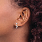 Sterling Silver Rhodium-plated 3D Mini Seahorse Dangle Post Earrings