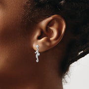 Sterling Silver Rhodium-plated Polished 3D Seahorse Dangle Post Earrings