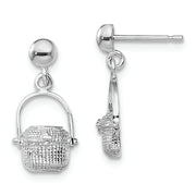 Sterling Silver Rhodium-plated Polished Nantucket Basket Post Earrings