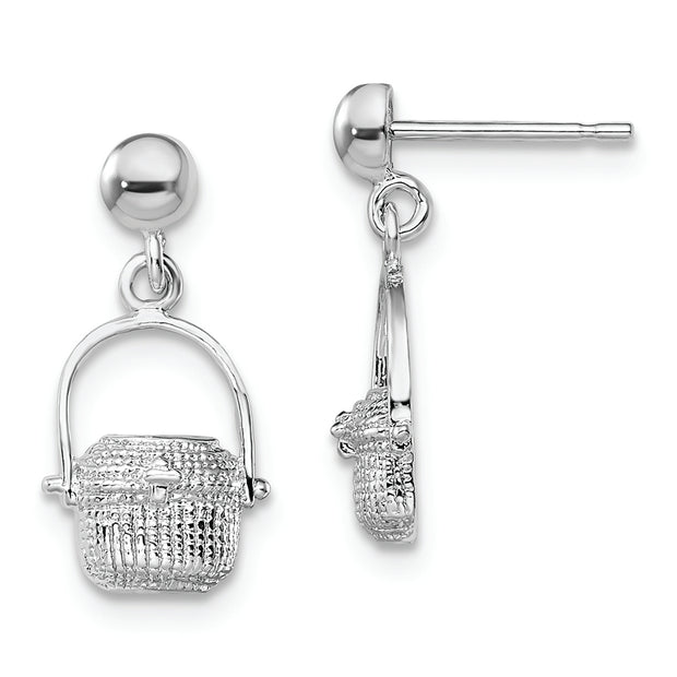 Sterling Silver Rhodium-plated Polished Nantucket Basket Post Earrings