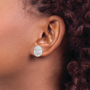 Sterling Silver Rhodium-plated Small Sand Dollar w/Starfish Post Earrings