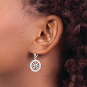 Sterling Silver Rhodium-plated Polished Compass Leverback Earrings