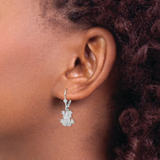 Sterling Silver Rhodium-plated Polished Frog Leverback Earrings