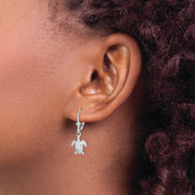 Sterling Silver Rhodium-plated Mini Sea Turtle Leverback Earrings