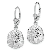 Sterling Silver Rhodium-plated Polished Sand Dollar Leverback Earrings
