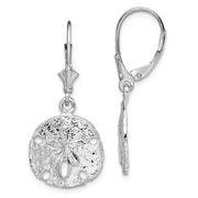 Sterling Silver Rhodium-plated Polished Sand Dollar Leverback Earrings