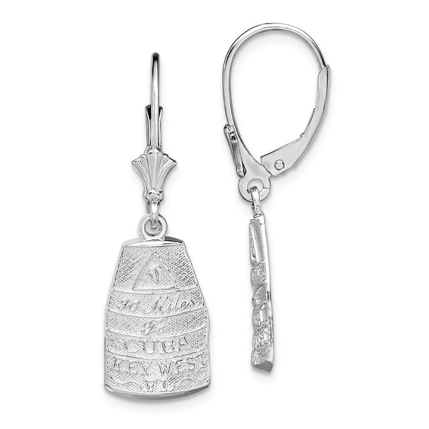 Sterling Silver Polished Key West,FL Leverback Earrings