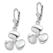 Sterling Silver Rhodium-plated Polished 3D Propeller Leverback Earrings