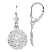 Sterling Silver Rhodium-plated Polished Sand Dollar Leverback Earrings