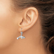 Sterling Silver Rhodium-plated Polished 3D Manatee Leverback Earrings