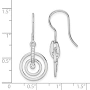 Sterling Silver RH Polished CZ Dangle Earrings