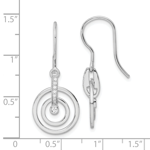 Sterling Silver RH Polished CZ Dangle Earrings