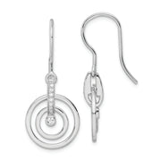 Sterling Silver RH Polished CZ Dangle Earrings