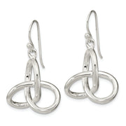 Sterling Silver Polished Knot Dangle Shephard Hook Earrings