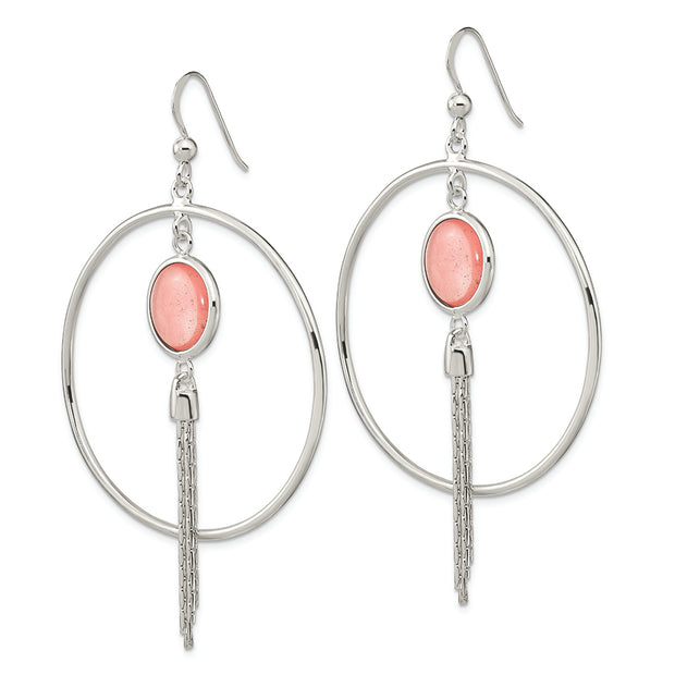 Sterling Silver Polished Dyed Agate Fancy Dangle Earrings