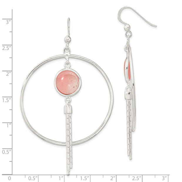 Sterling Silver Polished Dyed Agate Fancy Dangle Earrings