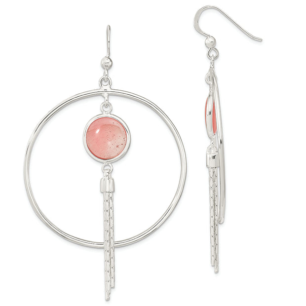 Sterling Silver Polished Dyed Agate Fancy Dangle Earrings