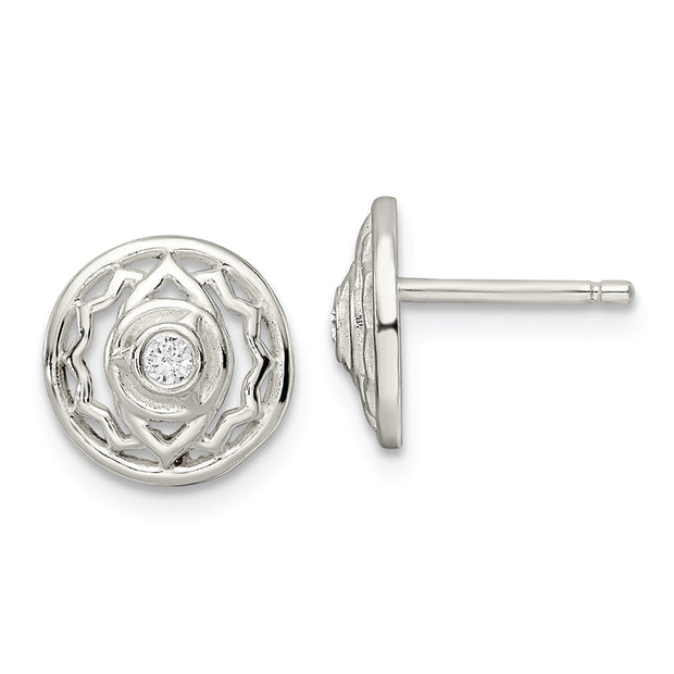 Sterling Silver CZ Third Eye Chakra Filigree Post Earrings