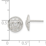 Sterling Silver CZ Solar Chakra w/Triangle Center Post Earrings