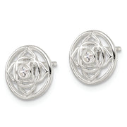 Sterling Silver CZ Root Chakra Filigree Post Earrings