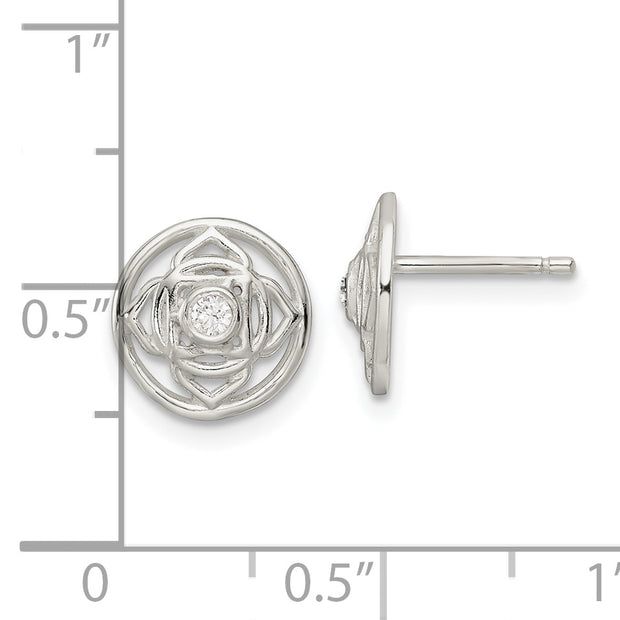 Sterling Silver CZ Root Chakra Filigree Post Earrings