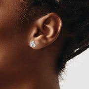 Sterling Silver RH-plated Crystal 3-stone Post Earrings