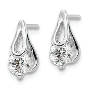 Sterling Silver Rhodium-plated CZ Post Earrings