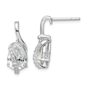 Sterling Silver Rhodium-plated Overlap Teardrop CZ Post Earrings