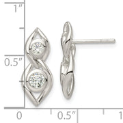 Sterling Silver Polished CZ Post Dangle Earrings