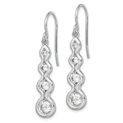 Sterling Silver Rhodium-plated Drop CZ Wave Dangle Earrings