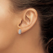 Sterling Silver RH Polished CZ Post Dangle Earrings