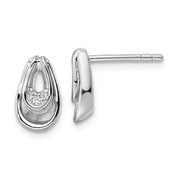 Sterling Silver RH Polished CZ Post Dangle Earrings