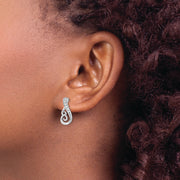 Sterling Silver Rh-plated Polished CZ Post Earrings