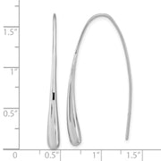 Sterling Silver Rh-Plated Polished Teardrop Threader
