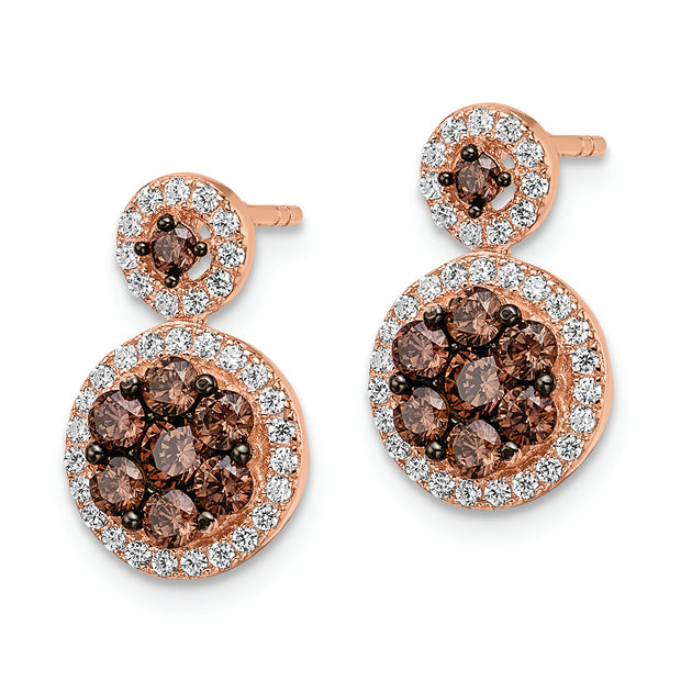 Sterling Silver Rose-tone Black Rhodium-plated CZ Fancy Post Earrings