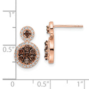 Sterling Silver Rose-tone Black Rhodium-plated CZ Fancy Post Earrings