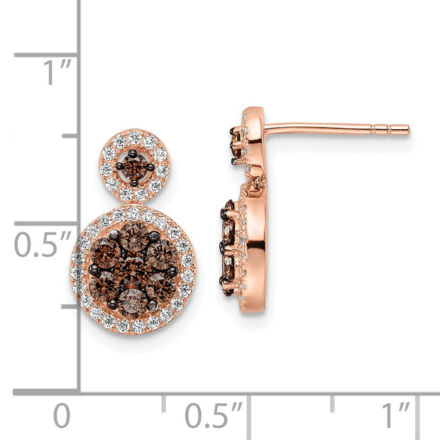 Sterling Silver Rose-tone Black Rhodium-plated CZ Fancy Post Earrings