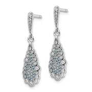 Sterling Silver Rhodium-plated CZ Teardrop Earrings