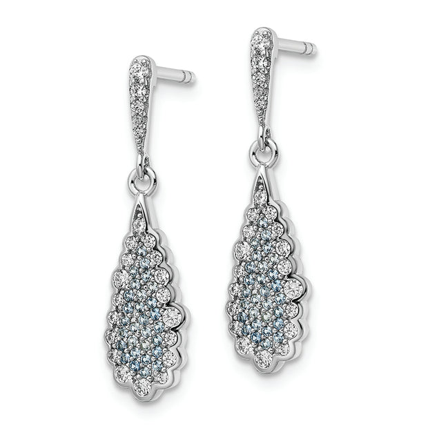 Sterling Silver Rhodium-plated CZ Teardrop Earrings