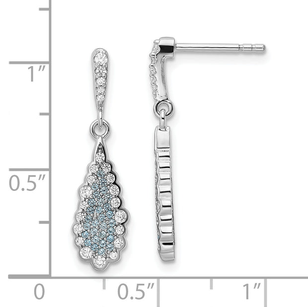 Sterling Silver Rhodium-plated CZ Teardrop Earrings