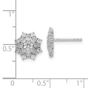 Sterling Silver Rhodium-plated CZ Snowflake Post Earrings