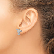 Sterling Silver Rhodium-plated CZ Sea Turtle Post Earrings