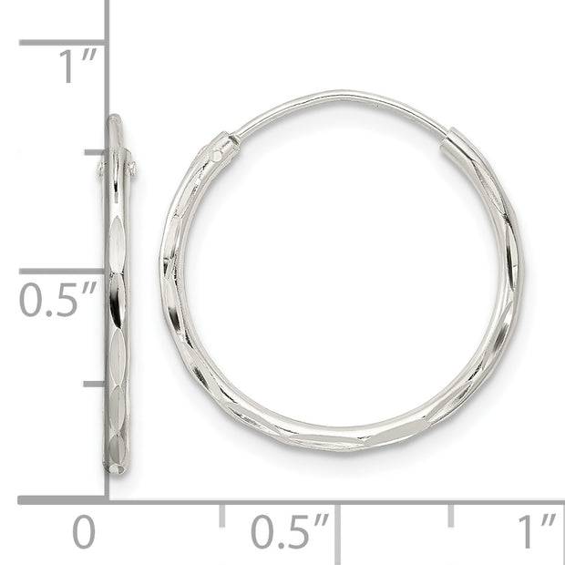 Sterling Silver Polished D/C Endless Hoop Earrings