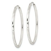 Sterling Silver Diamond-cut 1.5x30mm Endless Tube Hoop Earrings