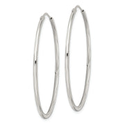 Sterling Silver Diamond-cut 1.5x40mm Endless Tube Hoop Earrings