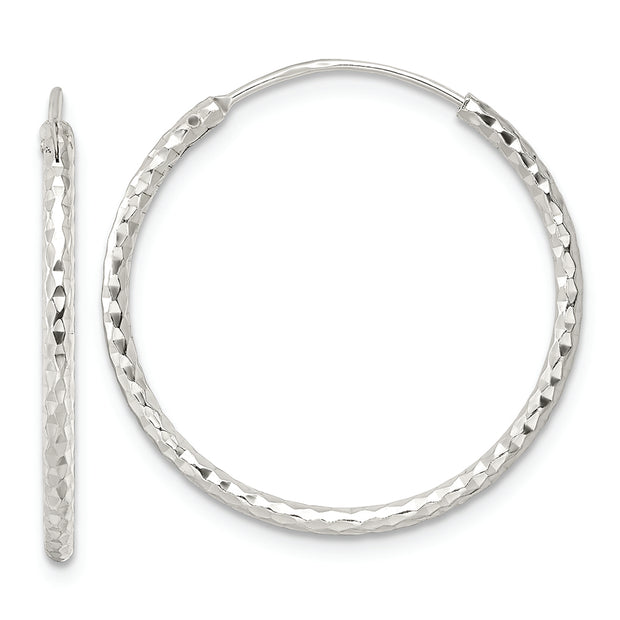 Sterling Silver Polished D/C Endless Hoop Earrings