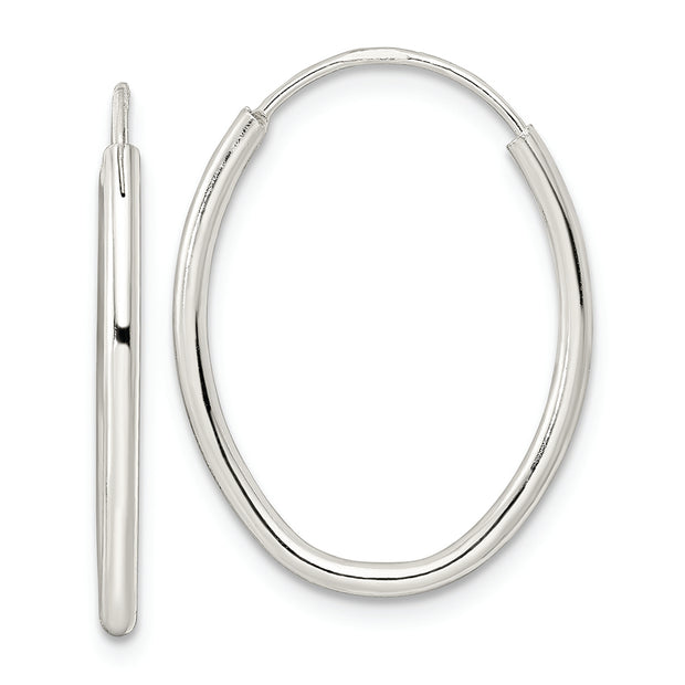 Sterling Silver Polished Endless Oval Hoop Earrings