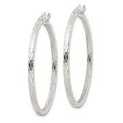 Sterling Silver Diamond Pattern Hoop Earrings