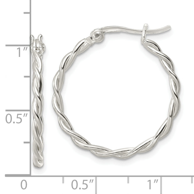 Sterling Silver Polished Twisted Hoop Earrings